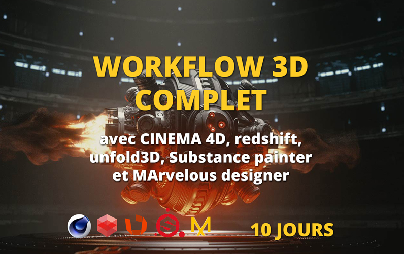 Lire la suite à propos de l’article Workflow Complet avec CINEMA 4D, redshift, unfold3D, Substance painter et marvelous designer